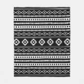 Aztec White op Black Mixed Motifs Pattern Fleece Deken (Voorkant)
