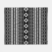 Aztec White op Black Mixed Motifs Pattern Fleece Deken (Voorkant (Horizontaal))