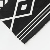 Aztec White op Black Mixed Motifs Pattern Fleece Deken (Hoek)