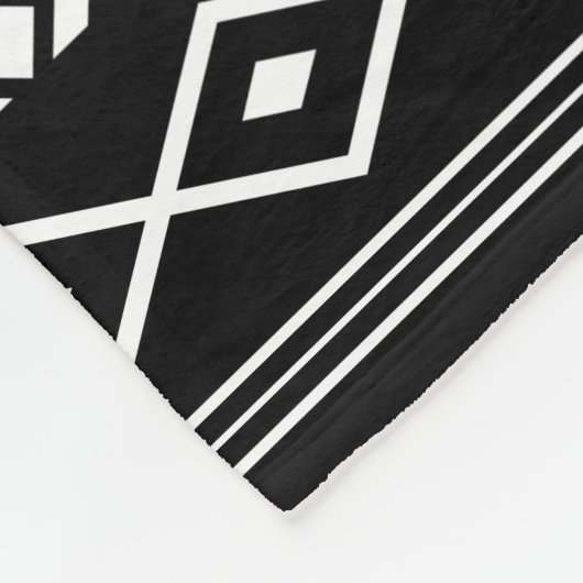 Aztec White op Black Mixed Motifs Pattern Fleece Deken (Hoek)