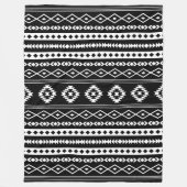 Aztec White op Black Mixed Motifs Pattern Fleece Deken (Voorkant)