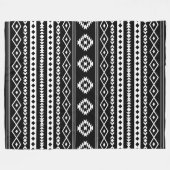 Aztec White op Black Mixed Motifs Pattern Fleece Deken (Voorkant (Horizontaal))