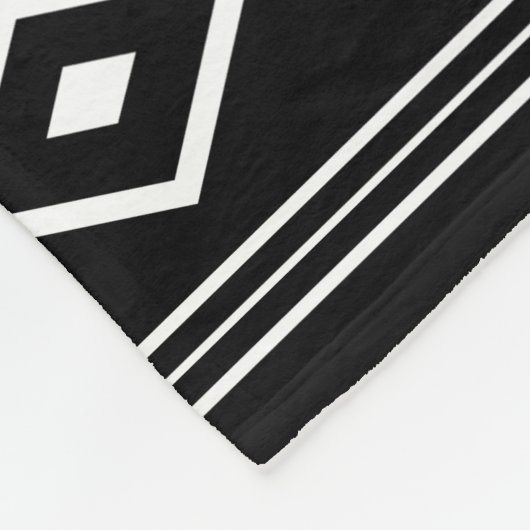 Aztec White op Black Mixed Motifs Pattern Fleece Deken (Hoek)