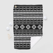 Aztec White op Black Mixed Motifs Pattern Golfhanddoek (Insitu)