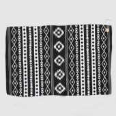 Aztec White op Black Mixed Motifs Pattern Golfhanddoek (Horizontaal)