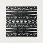 Aztec White op Black Mixed Motifs Pattern Wandkleed (Voorkant)