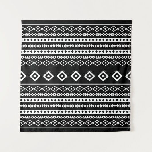 Aztec White op Black Mixed Motifs Pattern Wandkleed (Voorkant)