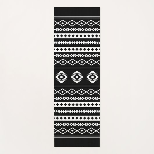 Aztec White op Black Mixed Motifs Pattern Yogamat (Voorkant)