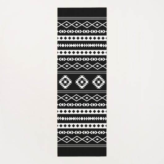 Aztec White op Black Mixed Motifs Pattern Yogamat (Achterkant)