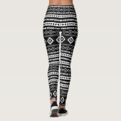 Aztec White op Black Mixed Motifs Rpt Pattern Leggings (Achterkant)