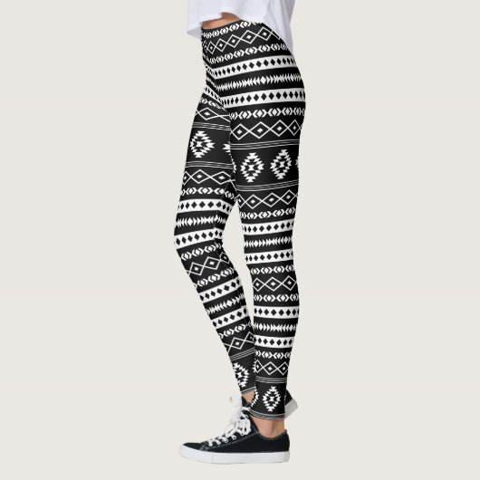Aztec White op Black Mixed Motifs Rpt Pattern Leggings (Links)