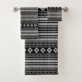 Aztec White op Black Mixed Motifs Sml Pattern Bad Handdoek (Insitu)