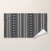 Aztec White op Black Mixed Motifs Sml Pattern Bad Handdoek (Handdoek)
