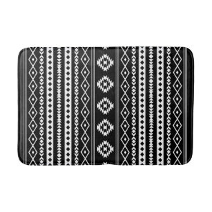 Aztec White op Black Mixed Motifs (V) Pattern Badmat