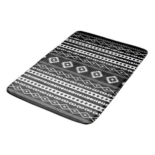 Aztec White op Black Mixed Motifs (V) Pattern Badmat