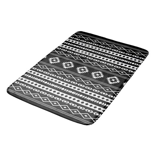 Aztec White op Black Mixed Motifs (V) Pattern Badmat (Gekanteld)