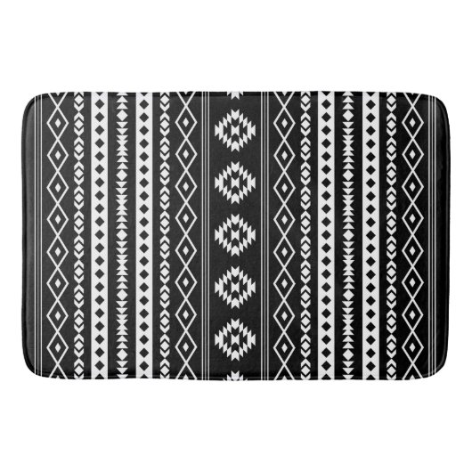 Aztec White op Black Mixed Motifs (V) Pattern Badmat (Voorkant)