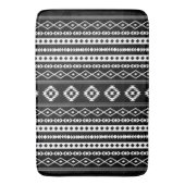 Aztec White op Black Mixed Motifs (V) Pattern Badmat (Voorkant Verticaal)
