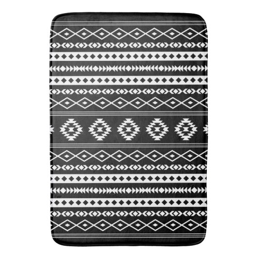 Aztec White op Black Mixed Motifs (V) Pattern Badmat (Voorkant Verticaal)