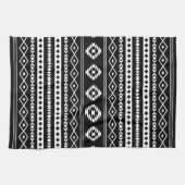 Aztec White op Black Mixed Motifs (V) Pattern Theedoek (Horizontaal)