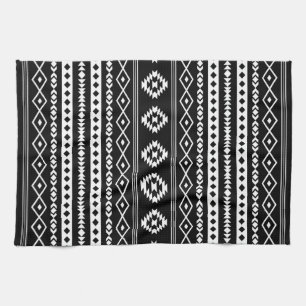Aztec White op Black Mixed Motifs (V) Pattern Theedoek