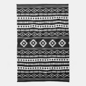 Aztec White op Black Mixed Motifs (V) Pattern Theedoek (Verticaal)