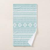 Aztec White op Light Blauwgroen Mixed Motifs Patte Bad Handdoek (Handdoek)