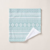 Aztec White op Light Blauwgroen Mixed Motifs Patte Bad Handdoek (Wasdoekje)