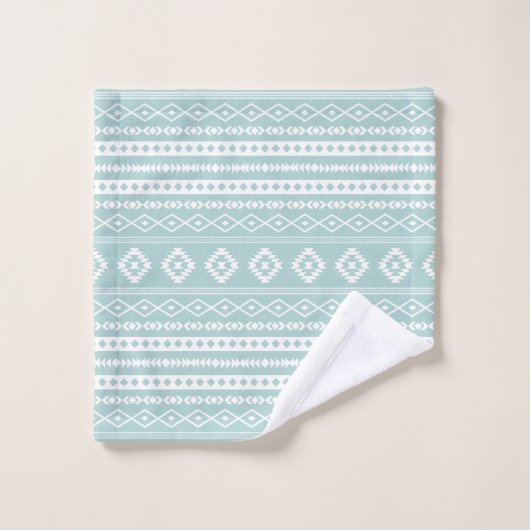 Aztec White op Light Blauwgroen Mixed Motifs Patte Bad Handdoek (Wasdoekje)