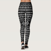Aztec Wit Grijs Zwart Gemengde Motieven LG Patroon Leggings (Achterkant)