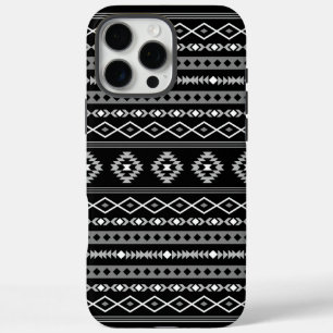 Aztec Wit Grijs Zwart Gemengde Motieven Patroon iPhone 16 Pro Max Hoesje