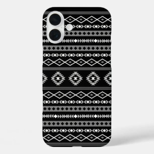 Aztec Wit Grijs Zwart Gemengde Motieven Patroon iPhone 16 Plus Hoesje