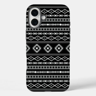 Aztec Wit Grijs Zwart Gemengde Motieven Patroon iPhone 16 Plus Hoesje
