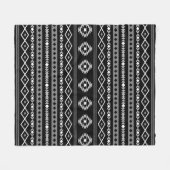 Aztec Wit Grijs Zwart Gemengde Motieven Patroon Fleece Deken (Voorkant (Horizontaal))