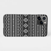 Aztec Wit Grijs Zwart Gemengde Motieven Patroon iPhone Hoesje (Achterkant horizontaal)