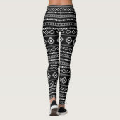 Aztec Wit Grijs Zwart Gemengde Motieven Patroon Leggings (Achterkant)