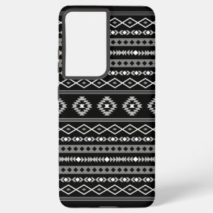 Aztec Wit Grijs Zwart Gemengde Motieven Patroon Samsung Galaxy Hoesje