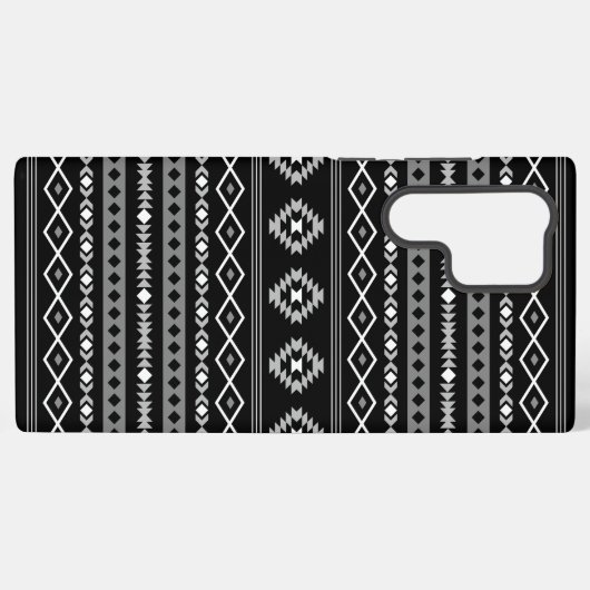 Aztec Wit Grijs Zwart Gemengde Motieven Patroon Samsung Galaxy Hoesje (Achterkant horizontaal)