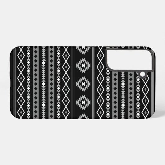 Aztec Wit Grijs Zwart Gemengde Motieven Patroon Samsung Galaxy Hoesje (Achterkant horizontaal)