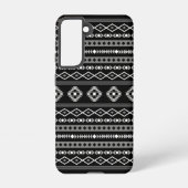 Aztec Wit Grijs Zwart Gemengde Motieven Patroon Samsung Galaxy Hoesje (Achterkant)