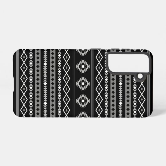 Aztec Wit Grijs Zwart Gemengde Motieven Patroon Samsung Galaxy Hoesje (Achterkant horizontaal)