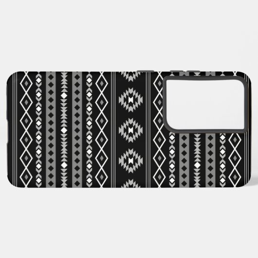 Aztec Wit Grijs Zwart Gemengde Motieven Patroon Samsung Galaxy Hoesje (Linkerkant)