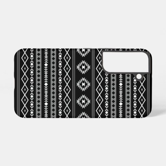 Aztec Wit Grijs Zwart Gemengde Motieven Patroon Samsung Galaxy Hoesje (Achterkant horizontaal)