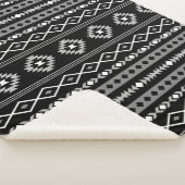 Aztec Wit Grijs Zwart Gemengde Motieven Patroon Sherpa Deken (3/4)