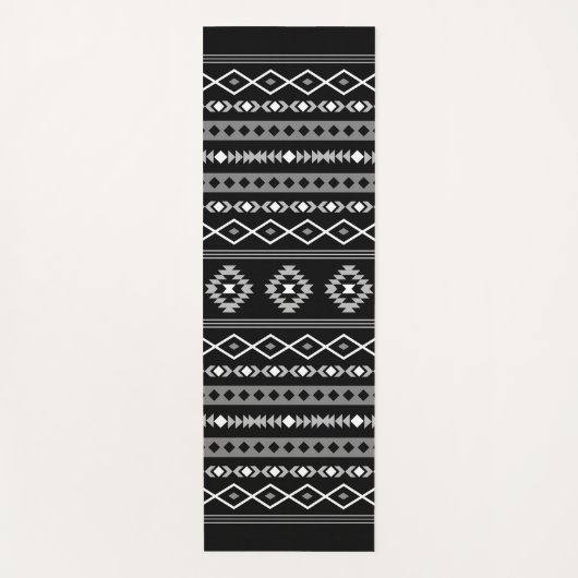 Aztec Wit Grijs Zwart Gemengde Motieven Patroon Yogamat (Voorkant)