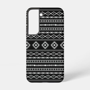Aztec wit grijs zwart gemengde motievenpatroon samsung galaxy hoesje