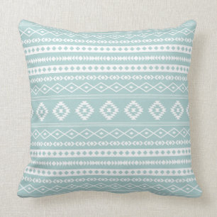Aztec Wit op Licht Blauwgroen Mixed Motifs Pattern Kussen