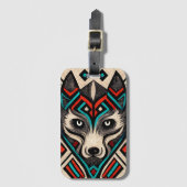 Aztec Wolf Face Bagagelabel (Voorkant (verticaal))