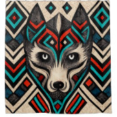 Aztec Wolf Face Douchegordijn (Voorkant)