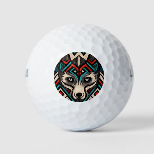 Aztec Wolf Face Golfballen (Voorkant)